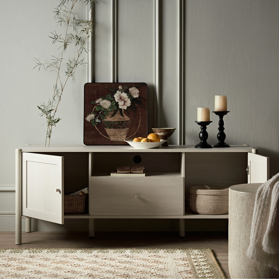 Linden 140cm TV Unit, White Washed