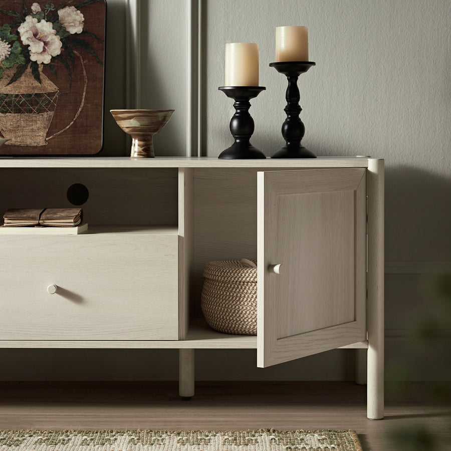 Linden 140cm TV Unit, White Washed