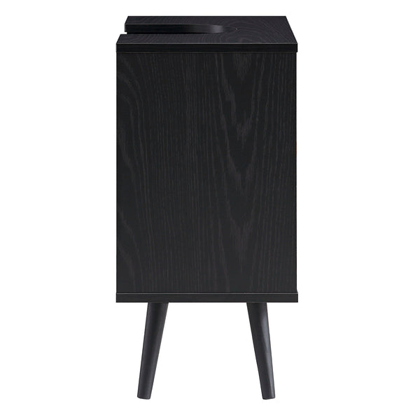 Frances Woven Rattan 2-Door Bathroom Undersink Unit, Black