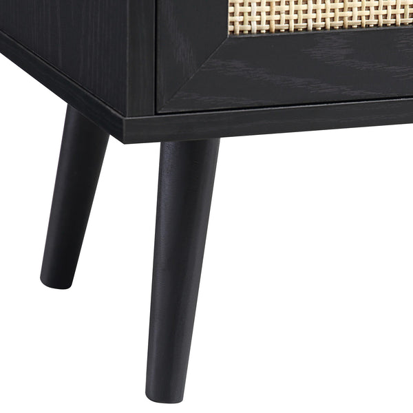 Frances Woven Rattan 2-Door Bathroom Undersink Unit, Black