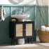 Frances Woven Rattan 2 - Door Bathroom Undersink Unit, Black - daals