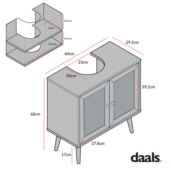 Frances Woven Rattan 2-Door Bathroom Undersink Unit, Natural