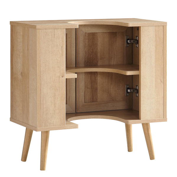 Frances Woven Rattan 2-Door Bathroom Undersink Unit, Natural