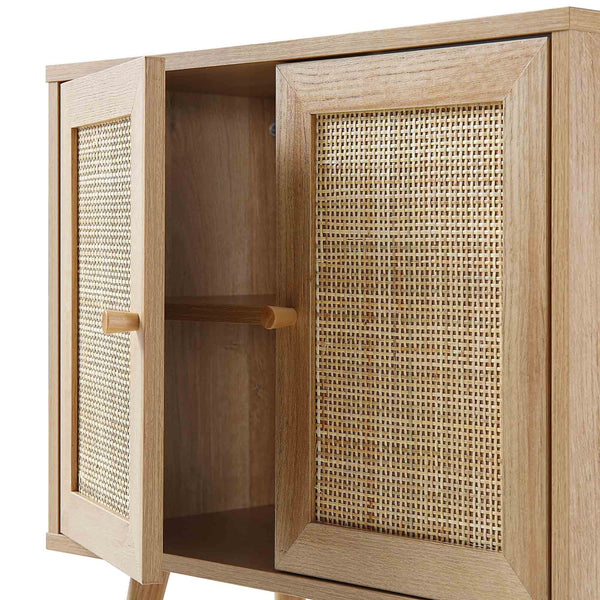 Frances Woven Rattan 2-Door Bathroom Undersink Unit, Natural