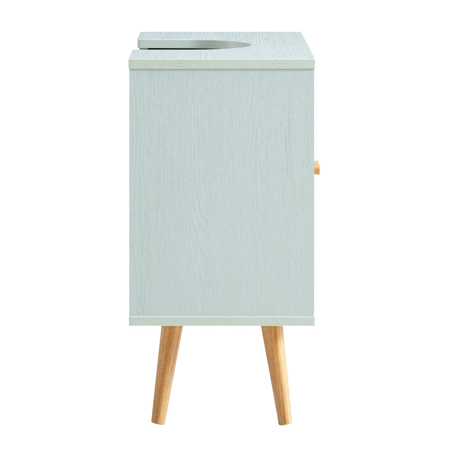 Frances Woven Rattan 2-Door Bathroom Undersink Unit, Mint Green