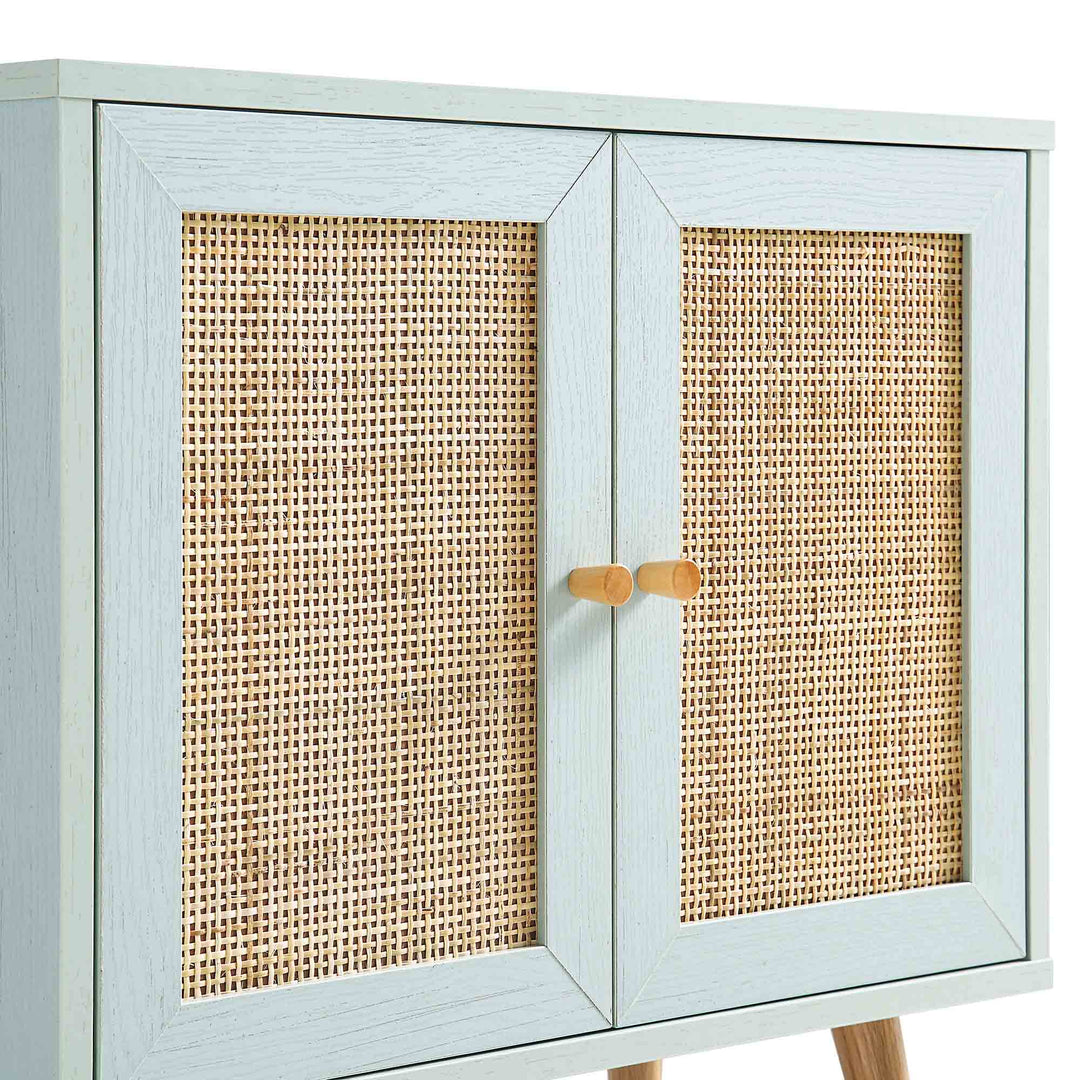 Frances Woven Rattan 2-Door Bathroom Undersink Unit, Mint Green | daals