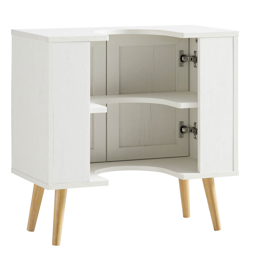 Frances Woven Rattan 2-Door Bathroom Undersink Unit, White