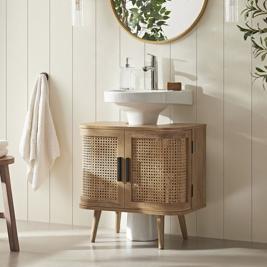 Izzy Curved Rattan Undersink Unit, Natural