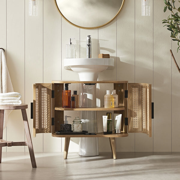 Izzy Curved Rattan Undersink Unit, Natural