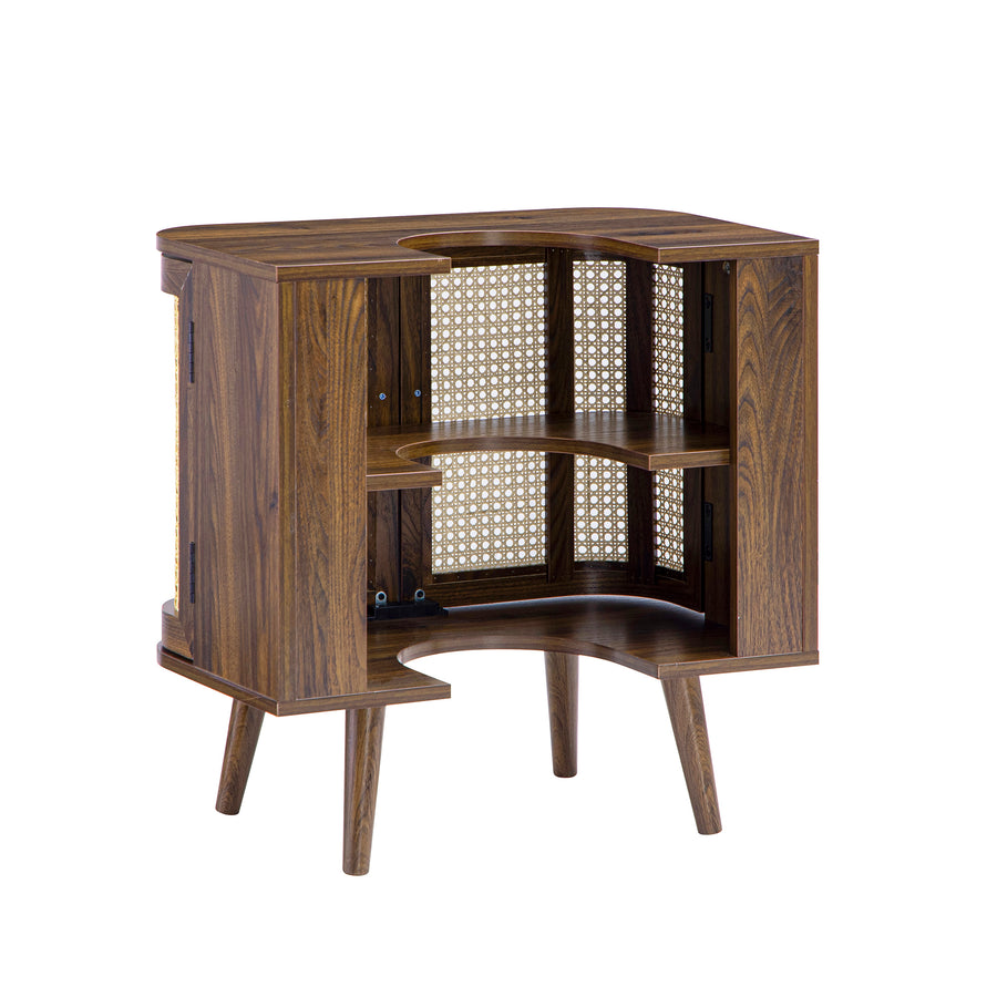Izzy Curved Rattan Undersink Unit, Walnut