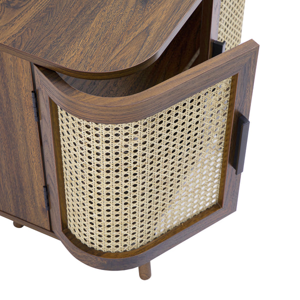 Izzy Curved Rattan Undersink Unit, Walnut