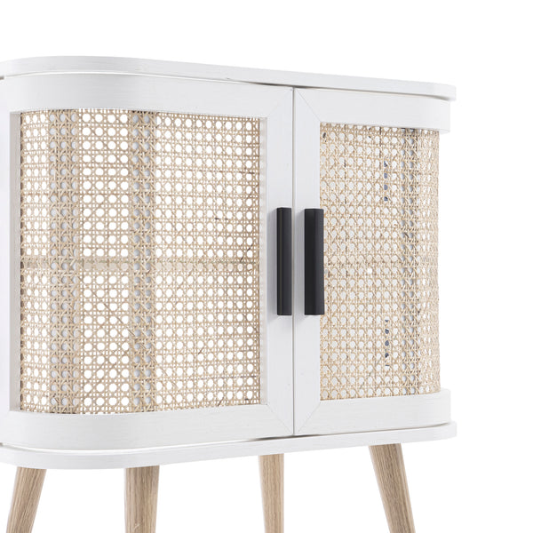 Izzy Curved Rattan Undersink Unit, White