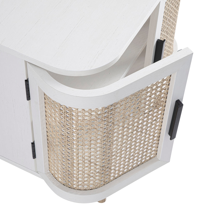 Izzy Curved Rattan Undersink Unit, White