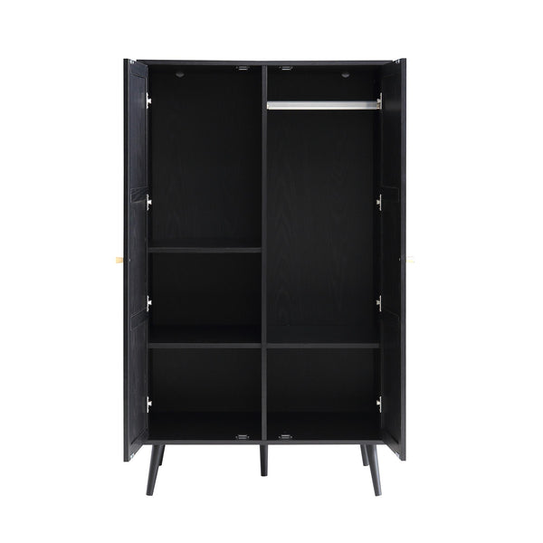Frances Woven Rattan Compact Double Wardrobe, Black