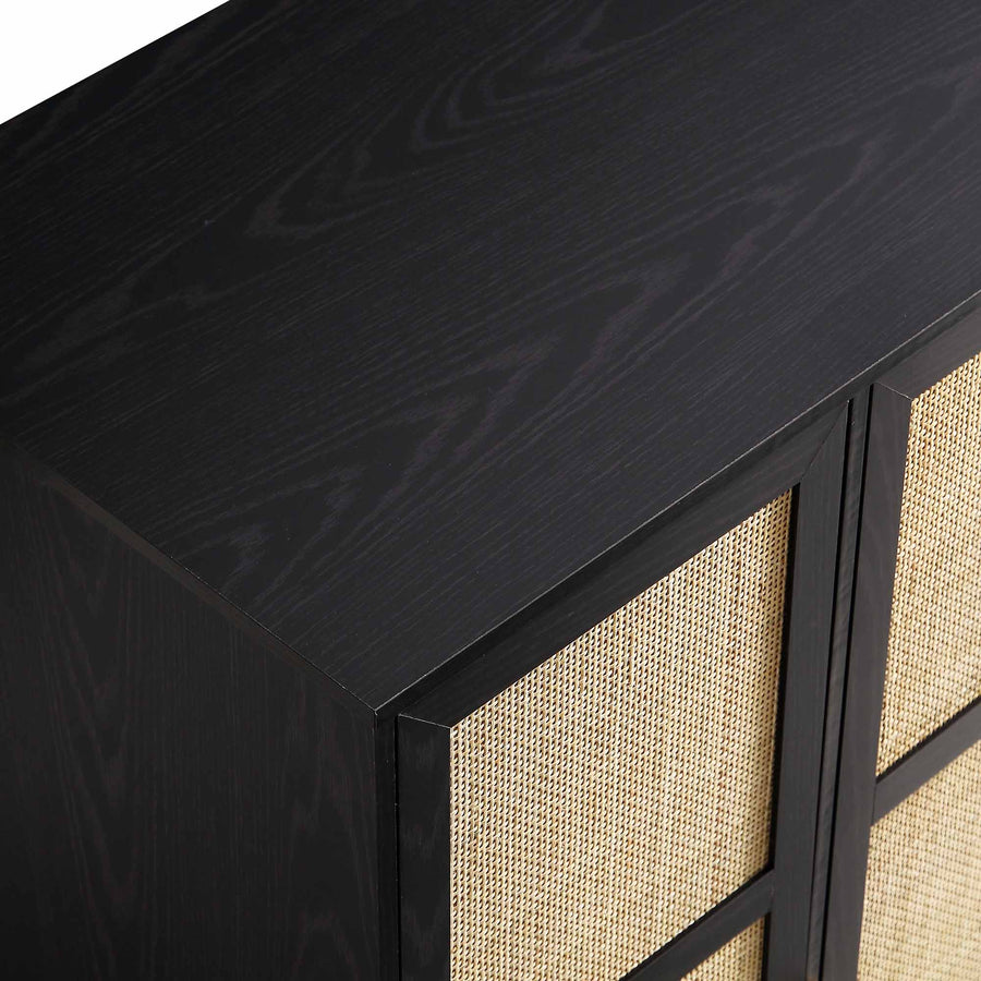 Frances Woven Rattan Compact Double Wardrobe, Black