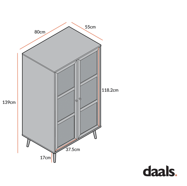 Frances Woven Rattan Compact Double Wardrobe, Mint Green