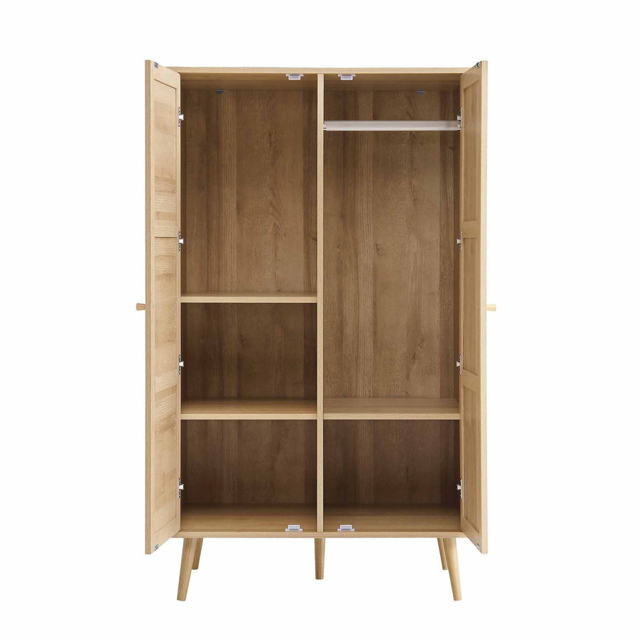 Frances Woven Rattan Compact Double Wardrobe, Natural