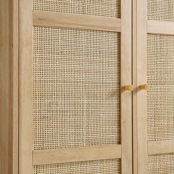 Frances Woven Rattan Compact Double Wardrobe, Natural