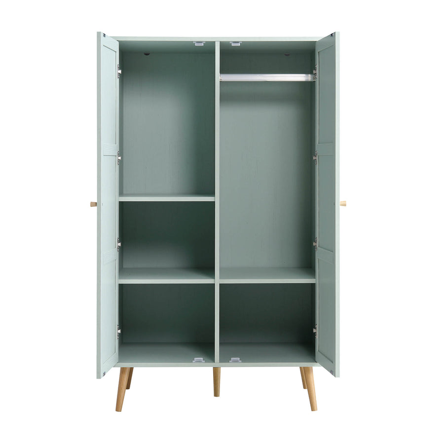 Frances Woven Rattan Compact Double Wardrobe, Mint Green