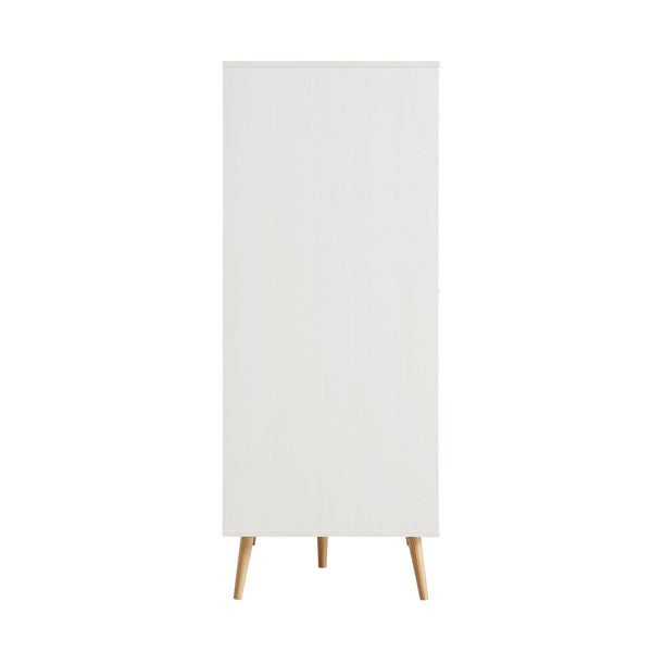 Frances Woven Rattan Compact Double Wardrobe, White
