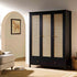 Frances Rattan Triple Wardrobe with 2 Drawers, Black - daals