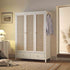 Frances Rattan Triple Wardrobe with 2 Drawers, White - daals