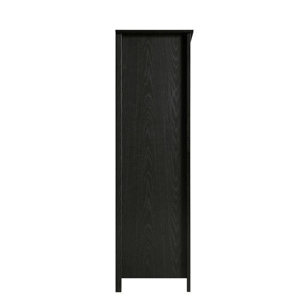 Frances Rattan 4-Door Wardrobe with 2 Drawers, Black