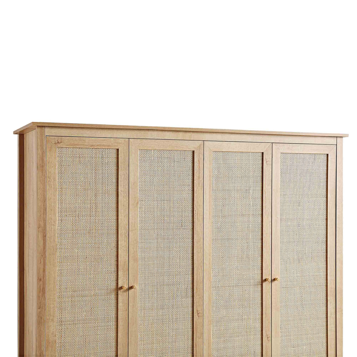 4 Ratten Frances Rattan 4-Door Wardrobe with 2 Drawers, Natural | daals