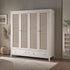 Frances Rattan 4 - Door Wardrobe with 2 Drawers, White - daals