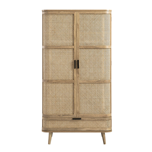 Izzy Curved Rattan Double Wardrobe, Natural - daals