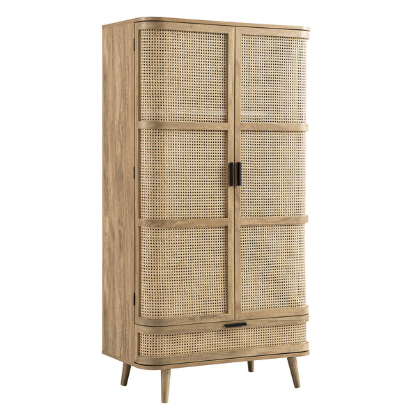 Izzy Curved Rattan Double Wardrobe, Natural - daals