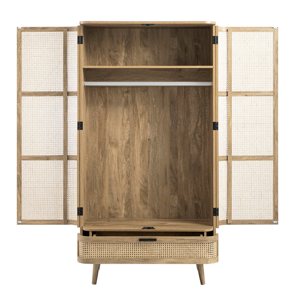 Izzy Curved Rattan Double Wardrobe, Natural - daals