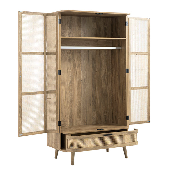 Izzy Curved Rattan Double Wardrobe, Natural - daals