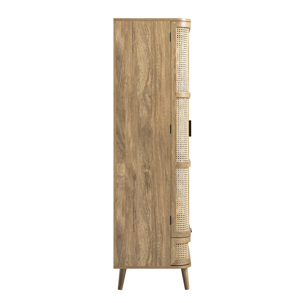 Izzy Curved Rattan Double Wardrobe, Natural - daals