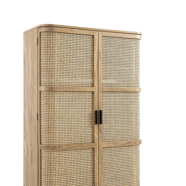 Izzy Curved Rattan Double Wardrobe, Natural - daals