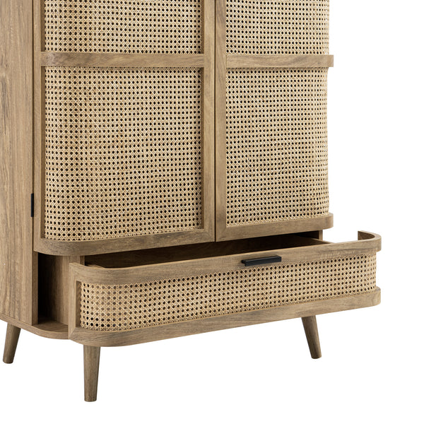 Izzy Curved Rattan Double Wardrobe, Natural - daals