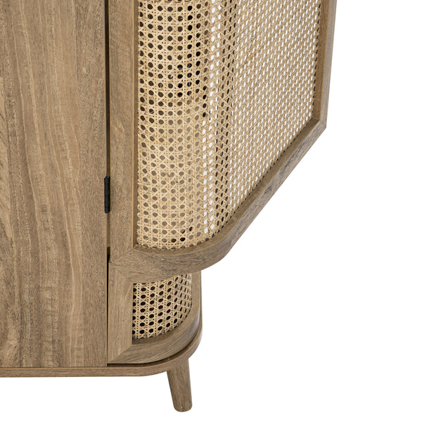 Izzy Curved Rattan Double Wardrobe, Natural - daals