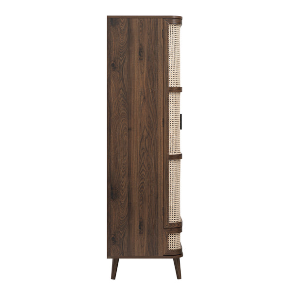 Izzy Curved Rattan Double Wardrobe, Walnut