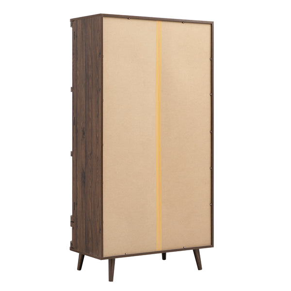 Izzy Curved Rattan Double Wardrobe, Walnut