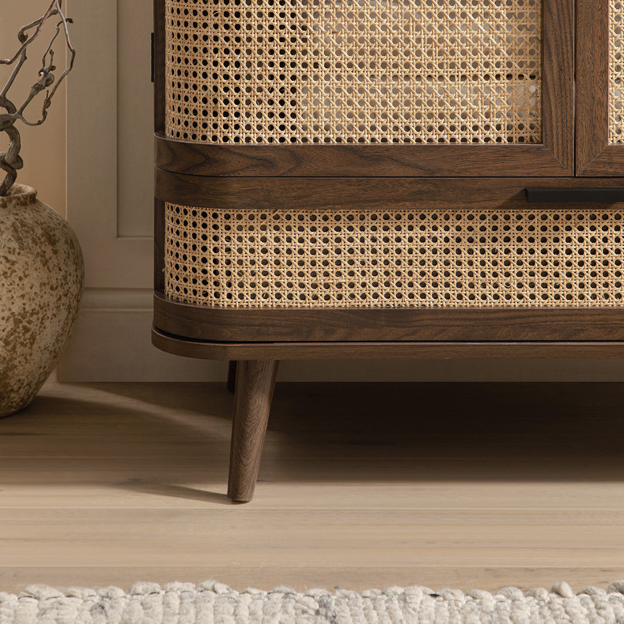 Izzy Curved Rattan Double Wardrobe, Walnut