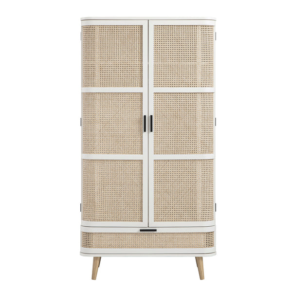 Izzy Curved Rattan Double Wardrobe, White