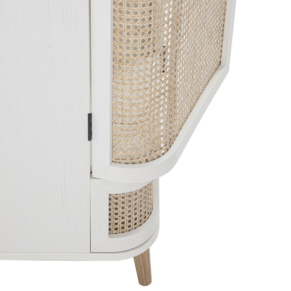 Izzy Curved Rattan Double Wardrobe, White