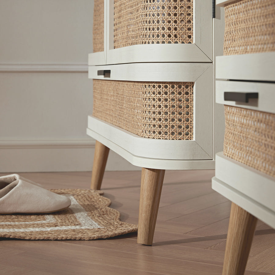 Izzy Curved Rattan Double Wardrobe, White