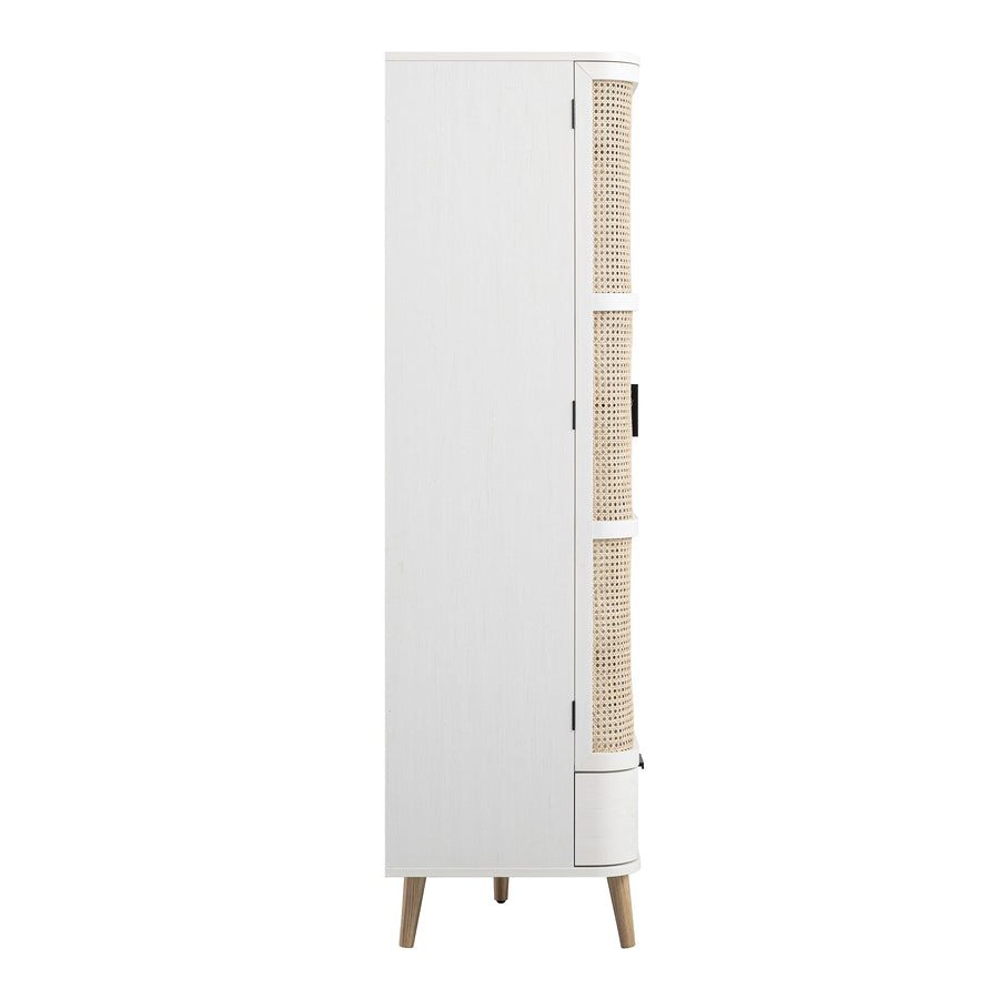 Izzy Curved Rattan Triple Wardrobe, White