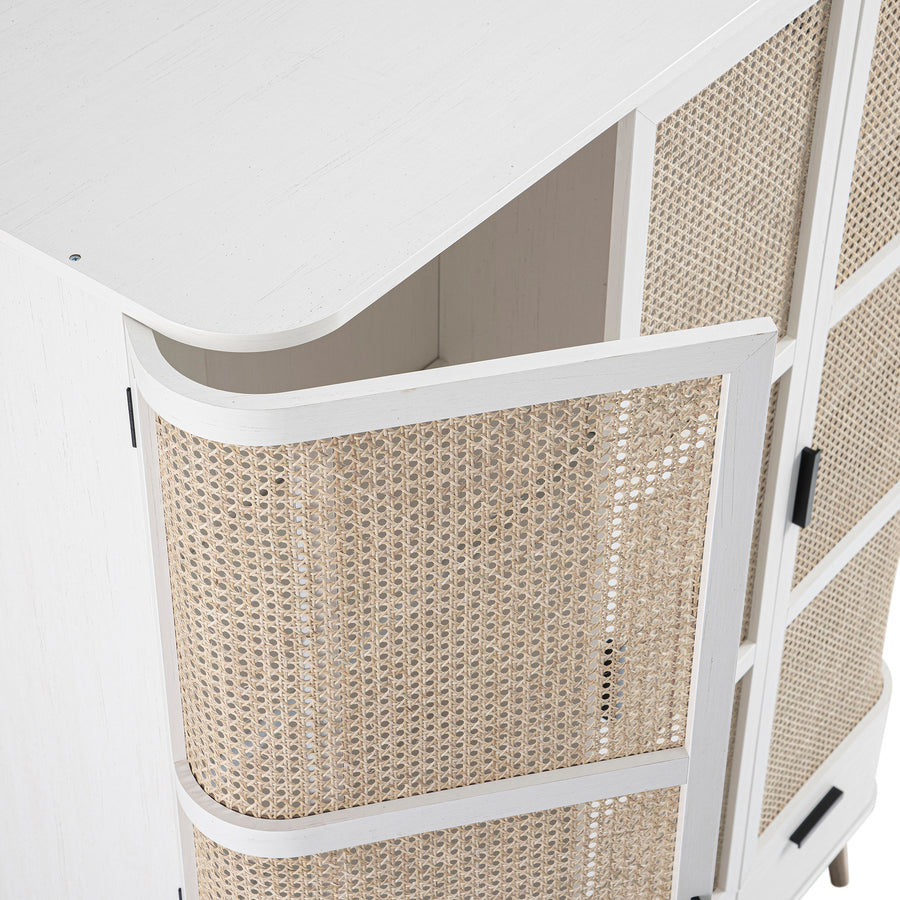 Izzy Curved Rattan Triple Wardrobe, White