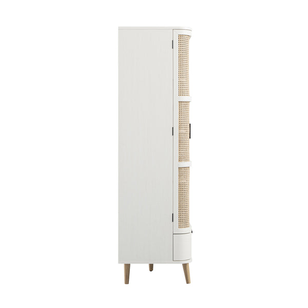 Izzy Curved Rattan 4-Door Wardrobe, White