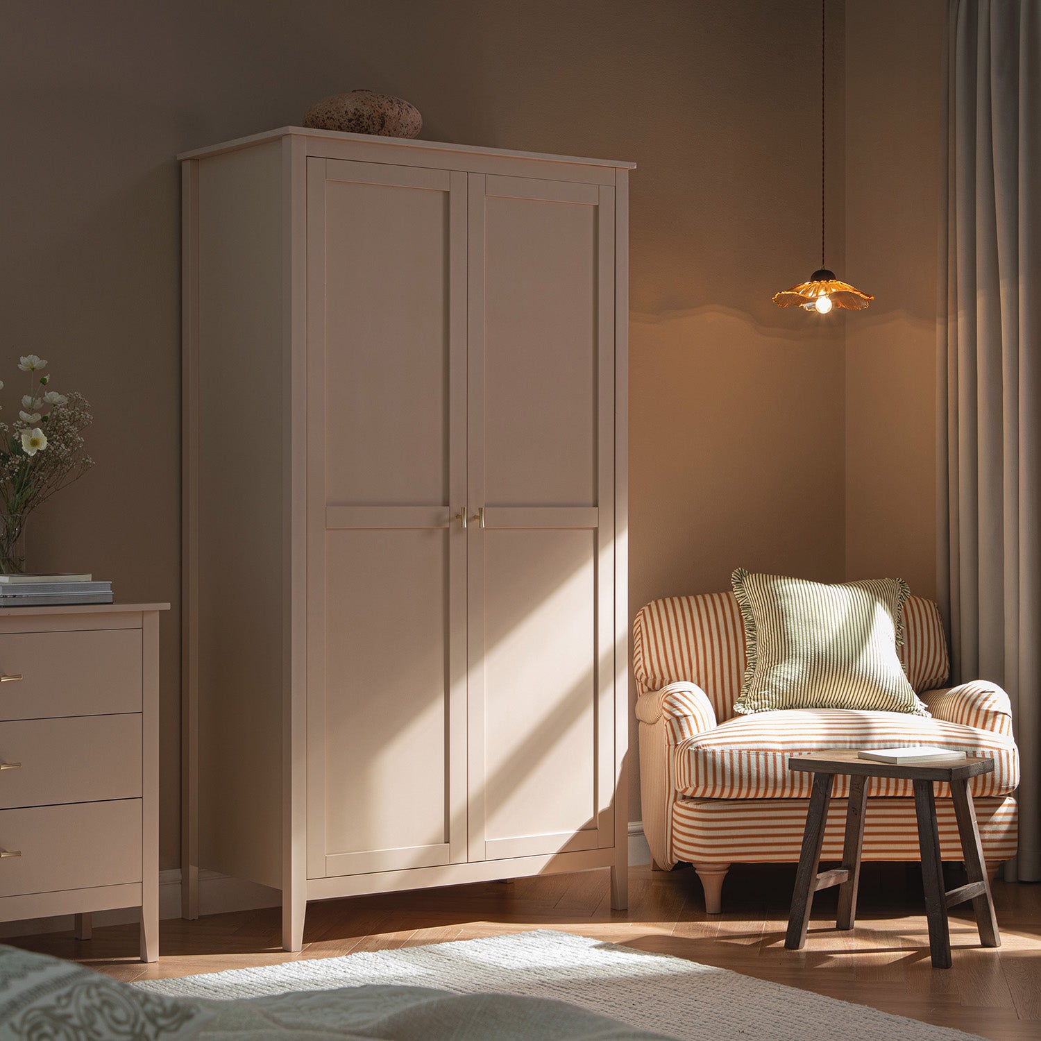 Oakham Double Wardrobe, Nude Pink