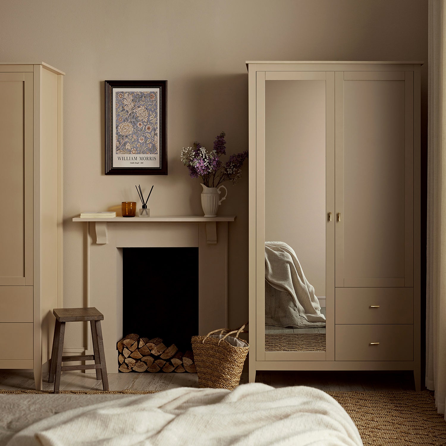 Oakham Mirrored Double Wardrobe, Deep Greige