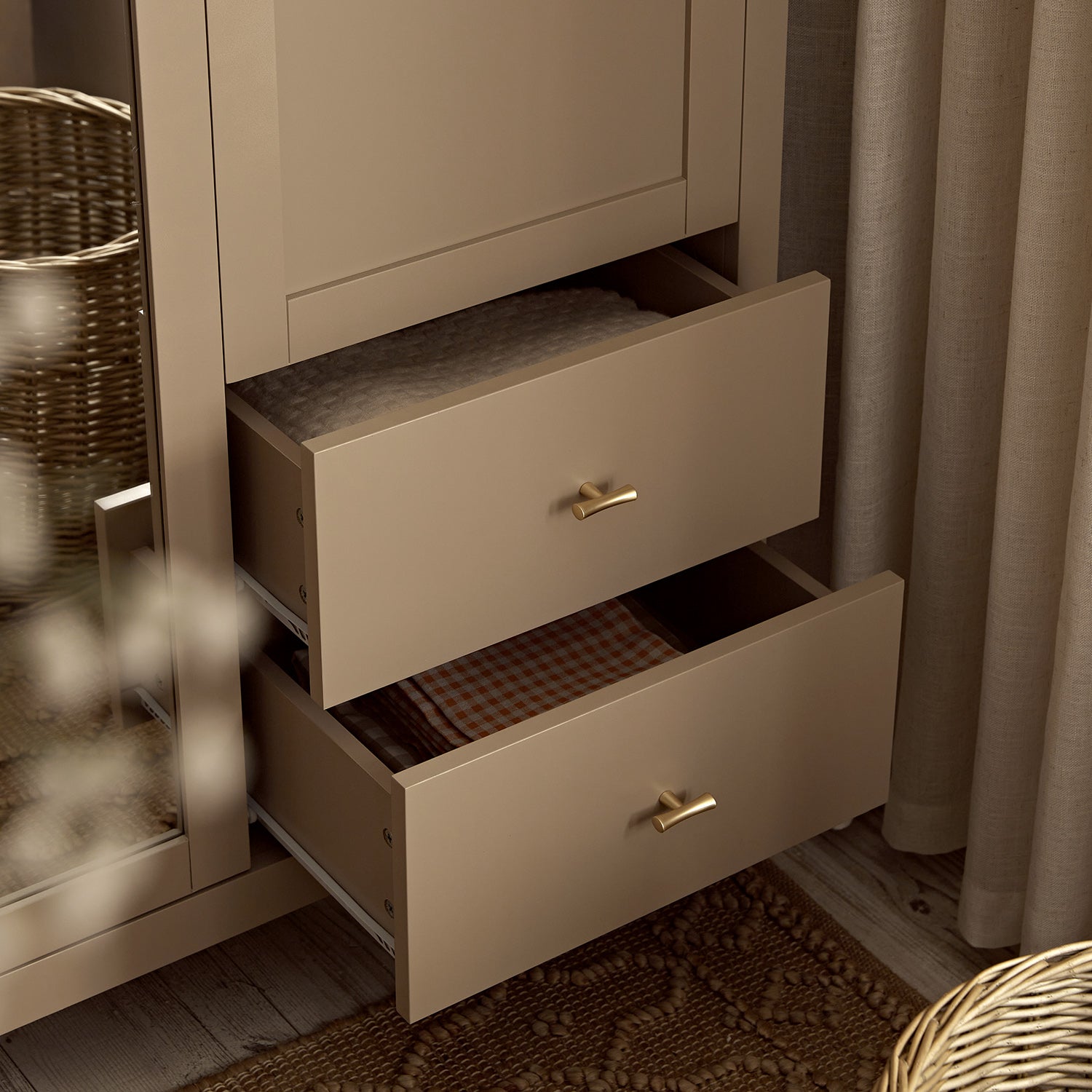 Oakham Mirrored Double Wardrobe, Deep Greige