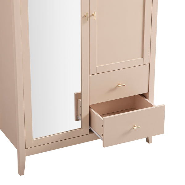 Oakham Mirrored Double Wardrobe, Nude Pink